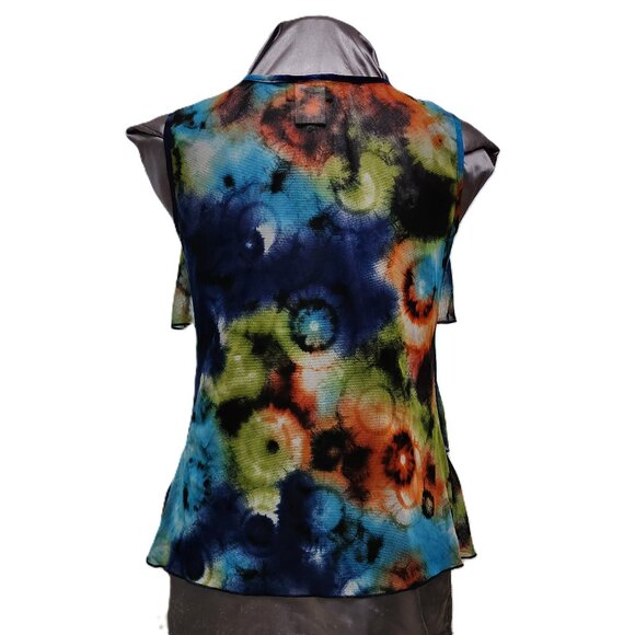 Tie Dyed Ruffled Tiered Sleeveless Blouse - Picture 2 of 7